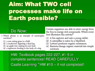 Aim: What TWO cell processes make life on  Earth possible?