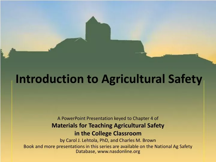 introduction to agricultural safety