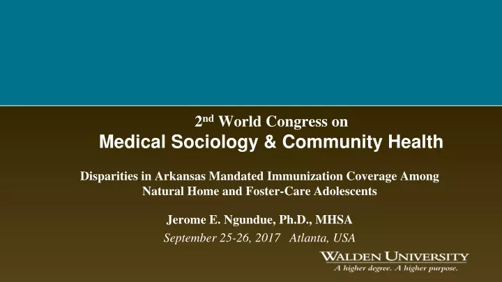 2 nd world congress on medical sociology community health
