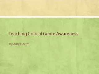 Teaching Critical Genre Awareness