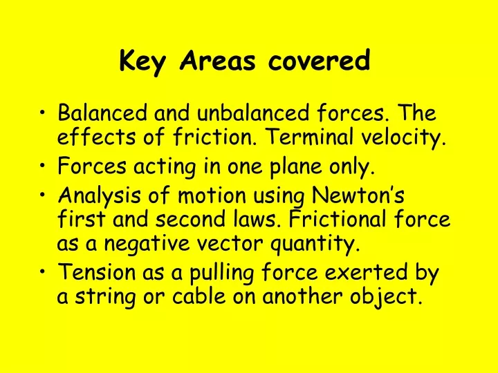 key areas covered