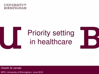 Priority setting in healthcare