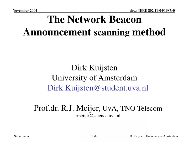 the network beacon announcement scanning method
