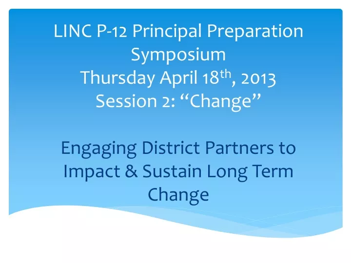 linc p 12 principal preparation symposium