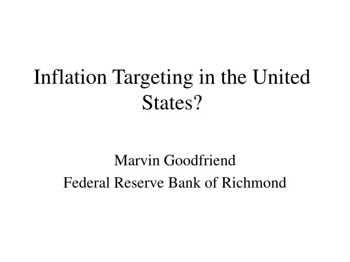 inflation targeting in the united states