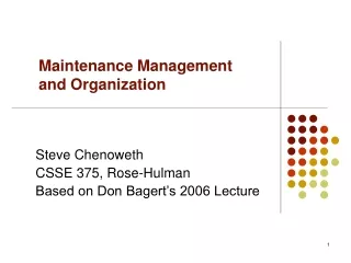 Maintenance Management and Organization