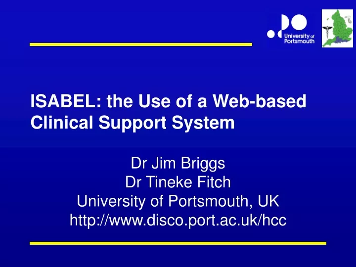 isabel the use of a web based clinical support system