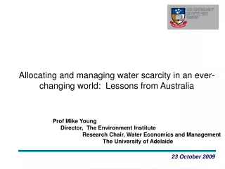 Allocating and managing water scarcity in an ever-changing world:  Lessons from Australia