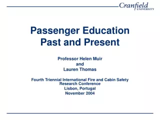 Passenger Education Past and Present