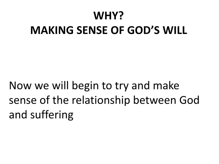 why making sense of god s will