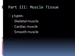 Part III: Muscle Tissue