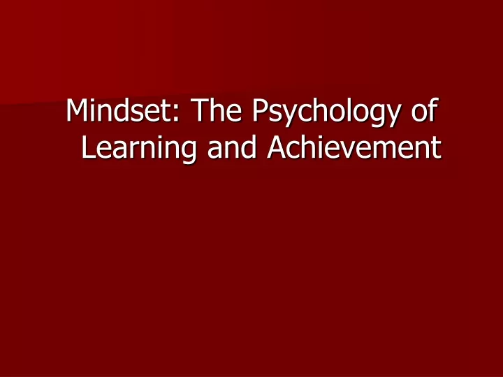 mindset the psychology of learning and achievement