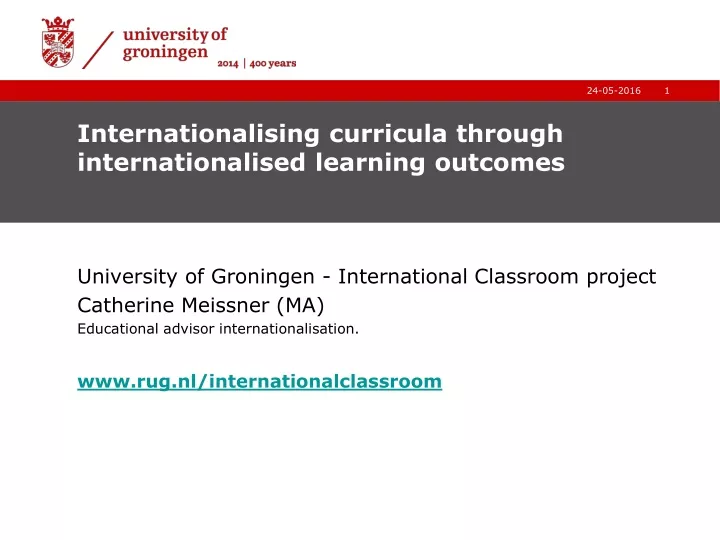 internationalising curricula through internationalised learning outcomes