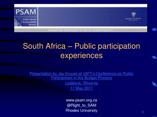 South Africa – Public participation experiences