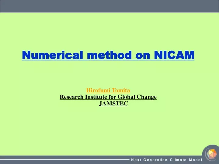 numerical method on nicam hirofumi tomita