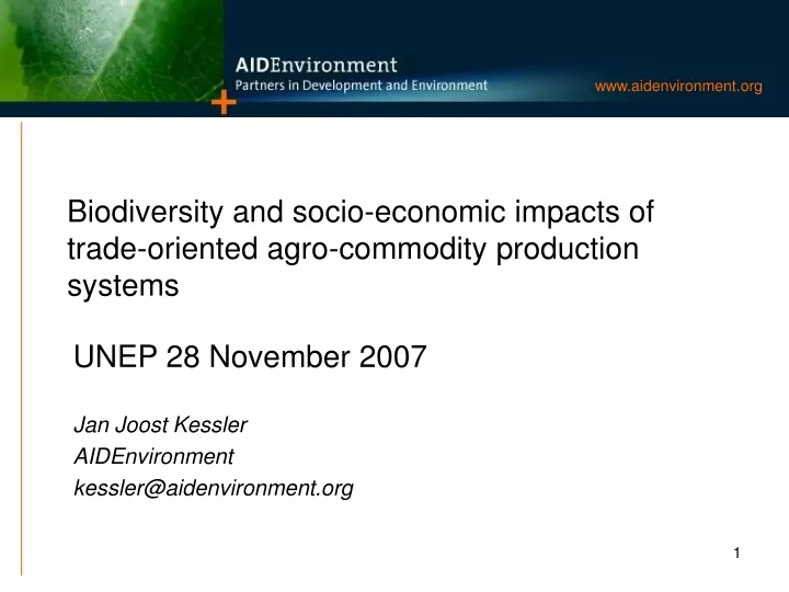 biodiversity and socio economic impacts of trade oriented agro commodity production systems
