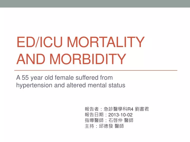 ed icu mortality and morbidity