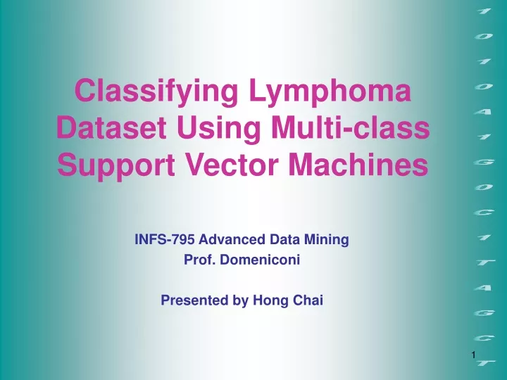 classifying lymphoma dataset using multi class support vector machines