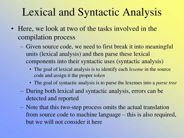 lexical and syntactic analysis