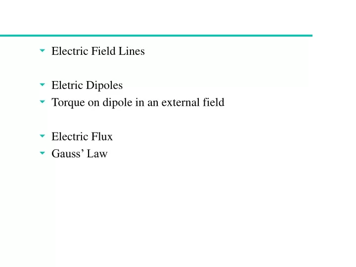 electric field lines eletric dipoles torque