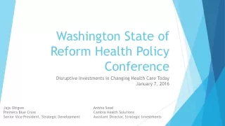 Washington State of Reform Health Policy Conference