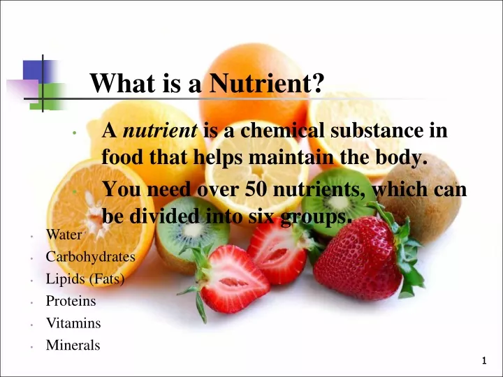 a nutrient is a chemical substance in food that