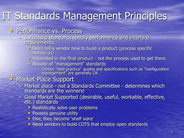 it standards management principles