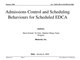 Admissions Control and Scheduling Behaviours for Scheduled EDCA