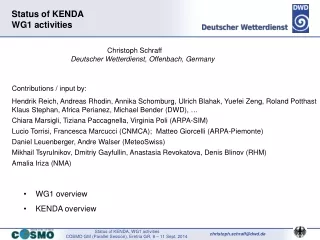 Status of KENDA WG1 activities