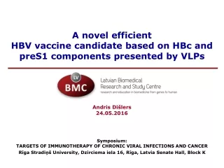 A novel efficient HBV vaccine candidate based on HBc and preS1 components presented by VLPs