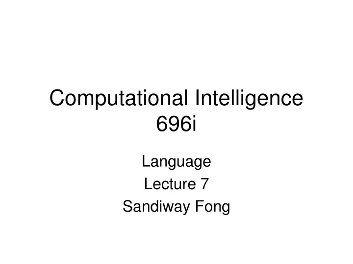 computational intelligence 696i