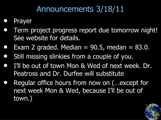 Announcements 3/18/11