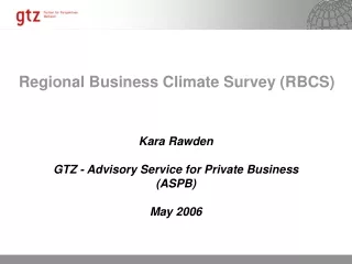 Regional Business Climate Survey (RBCS)