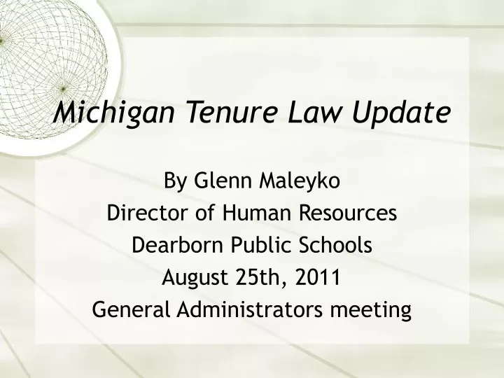 michigan tenure law update