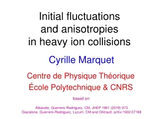 Initial fluctuations and anisotropies  in heavy ion collisions