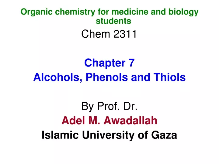 organic chemistry for medicine and biology