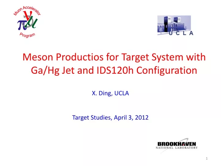 meson productios for target system with ga hg jet and ids120h configuration