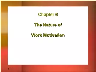 Chapter  6 The Nature of  Work Motivation