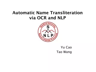 Automatic Name Transliteration  via OCR and NLP