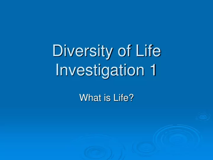 diversity of life investigation 1