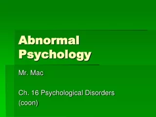 Abnormal Psychology