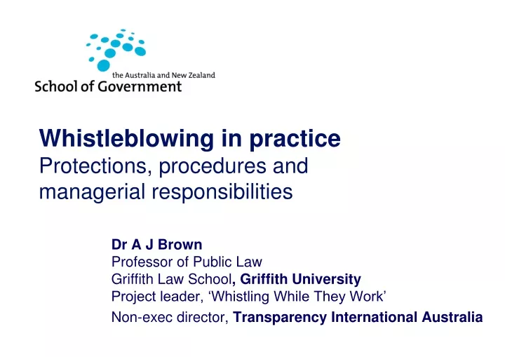 whistleblowing in practice protections procedures and managerial responsibilities