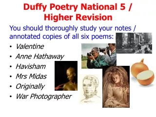 Duffy Poetry National 5  / Higher Revision