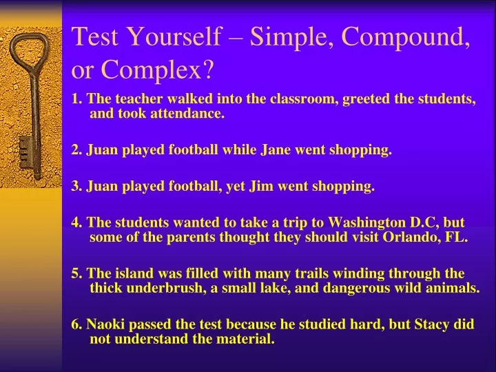 test yourself simple compound or complex