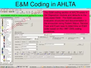 E&amp;M Coding in AHLTA