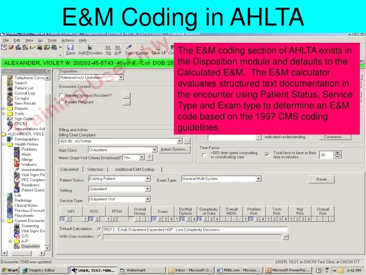 e m coding in ahlta