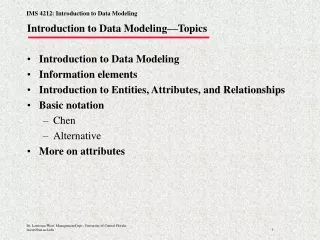 Introduction to Data Modeling—Topics