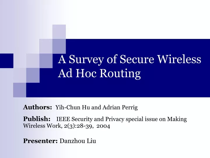 a survey of secure wireless ad hoc routing