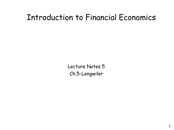 introduction to financial economics