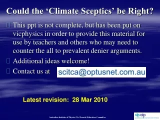 Could the ‘Climate Sceptics’ be Right?